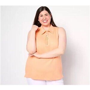Belle By Kim Gravel Perfect Pique Sleeveless Polo Size S Sherbet A642950 NWOT